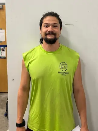 HomeWorks Energy Weatherization Crew Lead Cory Fehser