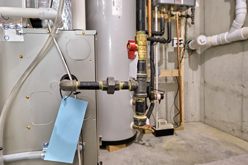 Furnace won't turn on - check gas line and shutoff valve
