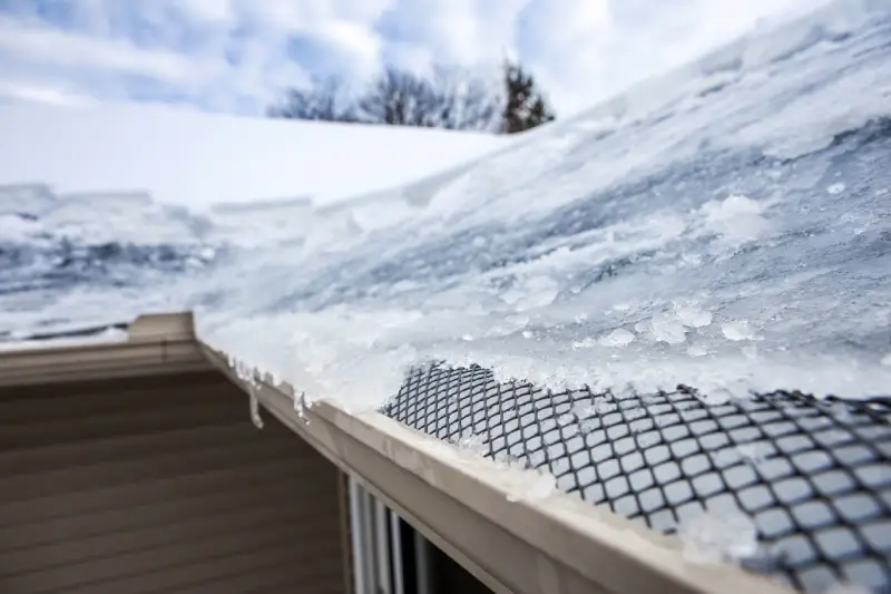 Ice Dam Gutter Massachusetts Home Winter